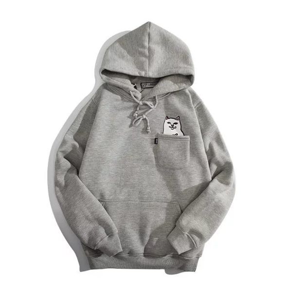 

mens designer hoodies pocket refers to the cat fool cat plus velvet hat hooded fd sweatshirts men and women couples hoodie coats, Black