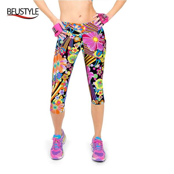 

ladies pants floral printed leggings summer pencil trousers sports women running clothes, Black;blue