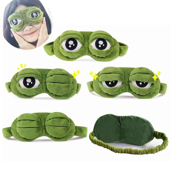 

cute eyes mask cover plush the sad 3d frog green eye mask cover relax sleeping rest travel sleep anime funny gift beauty goggles