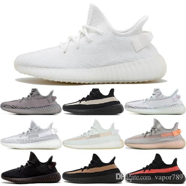 

new kanye west v2 men desinger triple running shoes 2019 women trainers blue frozen yellow cream zebra bred sports zapatos sneakers size 13