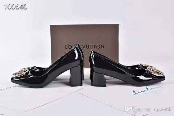 

19fw 2020 новая весна золото низкий площади каблуки women shallow насосы поскользнуться на остроконечные toe твердых дамы повседневная мода, Black