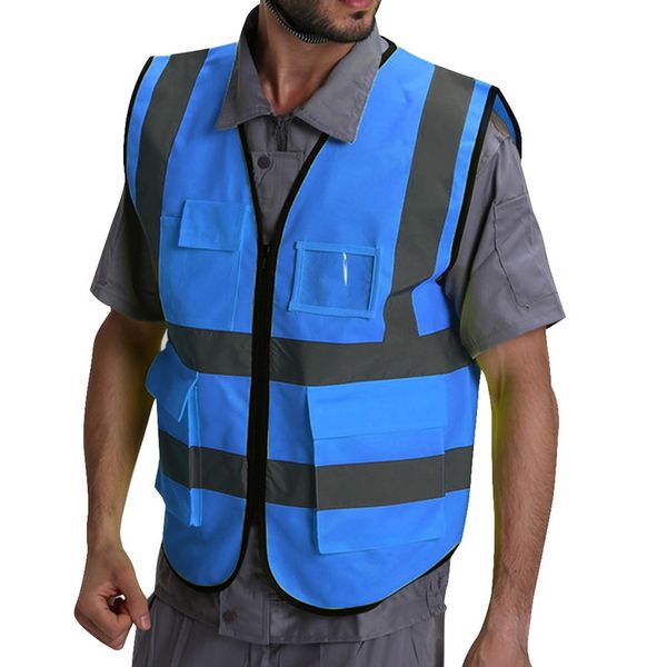 

высокая видимость reflective jacket безопасности жилет мужской работы светоотражающий жилет мульти карманы рабочая одежда жилет мужчины жиле, Black;brown