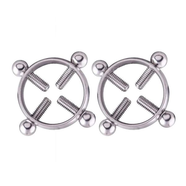 

one pair multi-functional adjustable surgical steel rings shields screw body piercing circle clamp silver, Slivery;golden