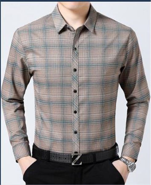 

Summer Plaid Men Shirts Casual Slim Long Sleeve Boy Tops Fashion Designer Panelled with Button Mens Clothing