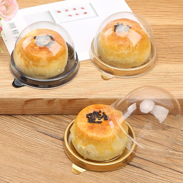 

50 pcs mini round moon cake container trays packaging box holder wedding party favor boxes 50g mooncake egg-yolk puff holders