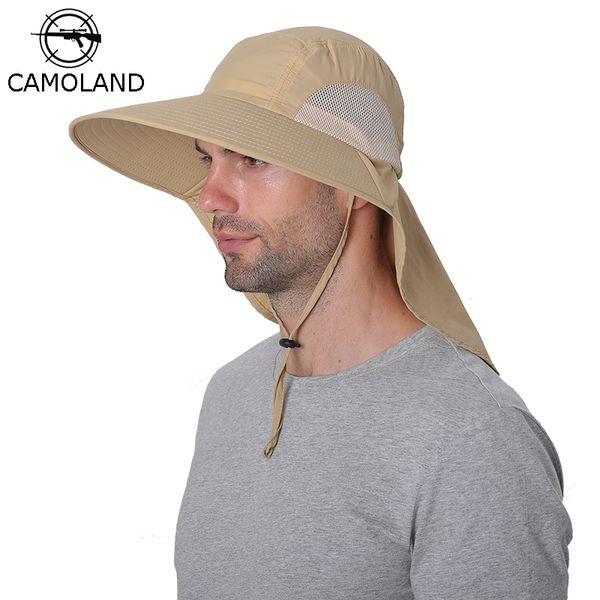 

camoland waterproof bucket hats for men women summer upf 50+ sun hat long wide brim outdoor hiking fishing caps with neck flap, Blue;gray