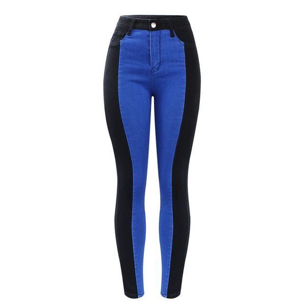 

Fashion New Plus Size High Waist Patched Jeans Woman Black &Blue Stretchy Denim Vintage Skinny Pants Trousers For Women Jeans
