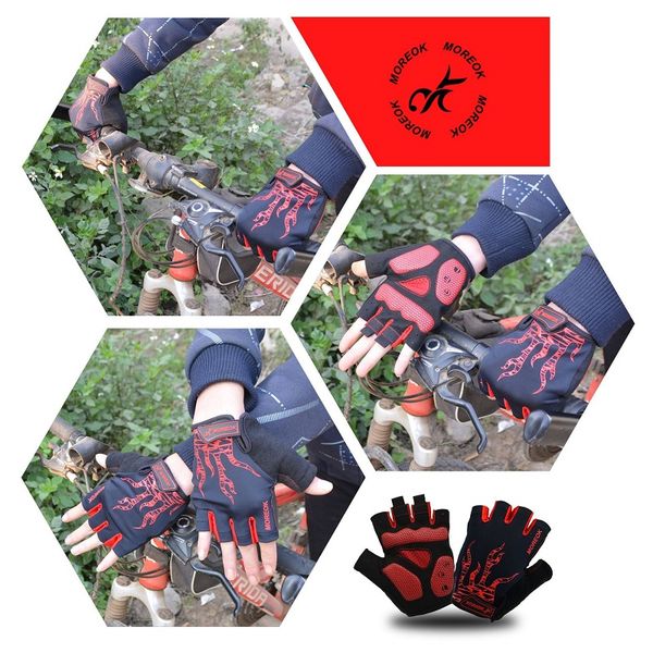 

shockproof summer cycling gloves fingerless men women mountain bike glove off road sport biking bicycle mitt gel half finger, Black
