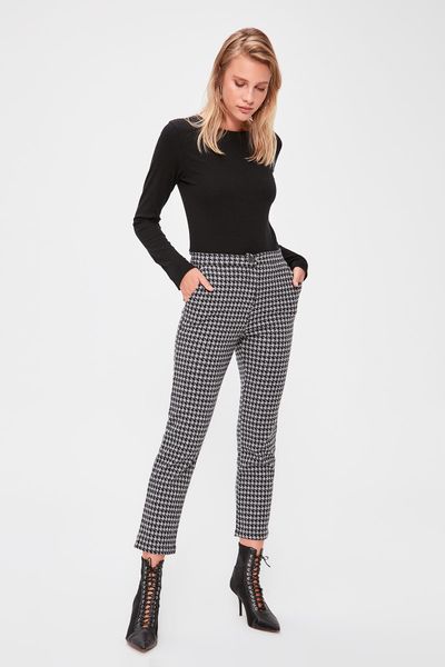 

trendyol crowbar patterned knitting pants twoaw20pl0243, Black;white