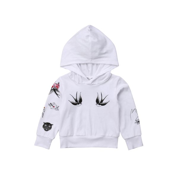 

newborn kids baby girl boy white hooded animals print long sleeves sweatshirt coat, Black