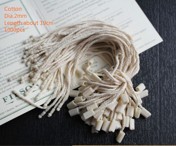 

plastic hang tag seal string with plug, cotton cord snap head loop lock buckle fashion bag price tag rope fasteners, Black;white