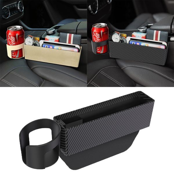 

car seat crevice storage box slot multi-function organizer car foldable quilted cup holder interior accessories storage