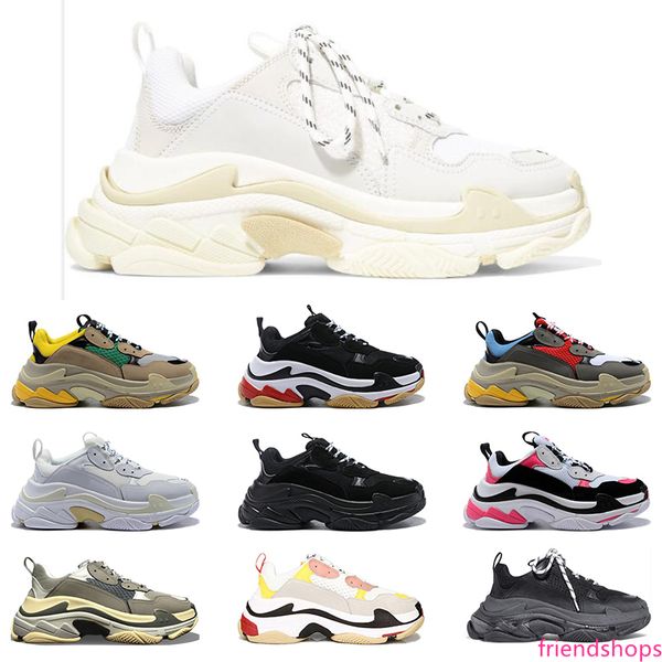 

2019 designer shoes fashion paris 17fw triple s sneakers casual dad men women black white yellow sports size 36-45