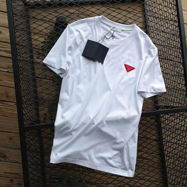 

luxury t-shirts men women short sleeve triangle sticker causal, White;black