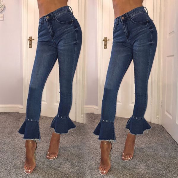 

New Womens Ladies Celeb Stretch Ripped Skinny High Waist Denim Pants Jeans 6-14