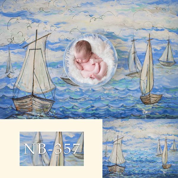 

neoback фотография фоны новорожденного blue sea boat фотографического фон baby shower украшение фотозвонка photo studio