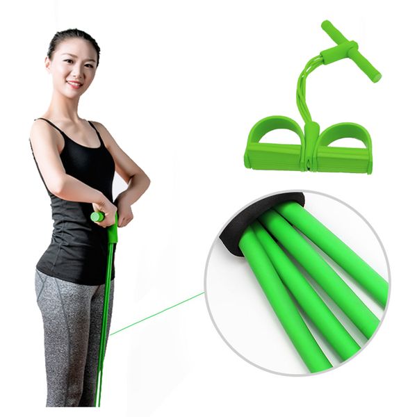 

multifunctional 4 tube latex foot elastic pull rope muscle expander fitness workout pedal sports equipment belt resistance