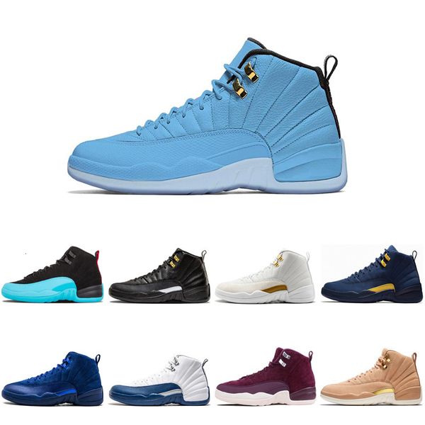 

2020 unc 12 basketball shoes 12s xii the master michigan gamma blue bordeaux vachetta tan athletic sports sneakers size 7-13