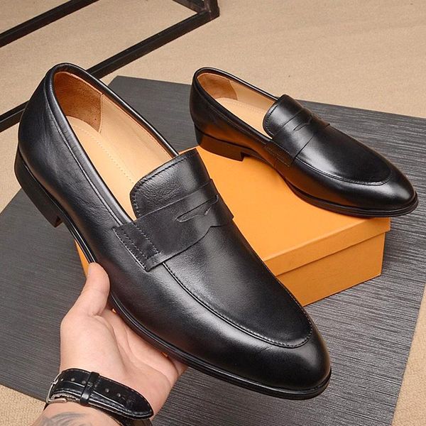 

new high-quality men's men's party evening dress flat loafers shoes all fashion formal business shoes original box qwk, Black