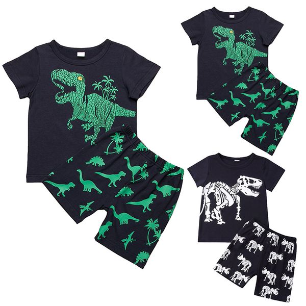 

дети дизайнер одежды мальчики динозавр наряды дети печати топ + шорты 2 шт. / компл. 2019 лето бутик детские пижамы одежда наборы c749, White