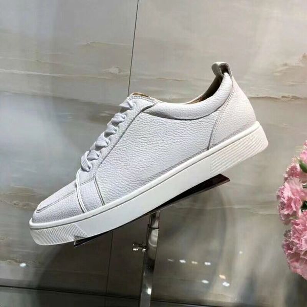 

summer gift brand bottom red soles men sneakers low shoes rantu low junior flat men geunine leather white black outdoor trainer