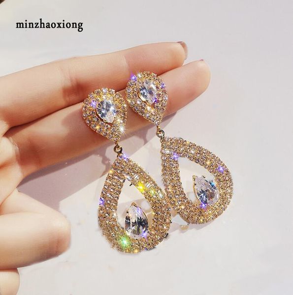 

brand s925 silver needle super flash rhinestone drop-shaped dangle statement earrings for women party jewelry female wild