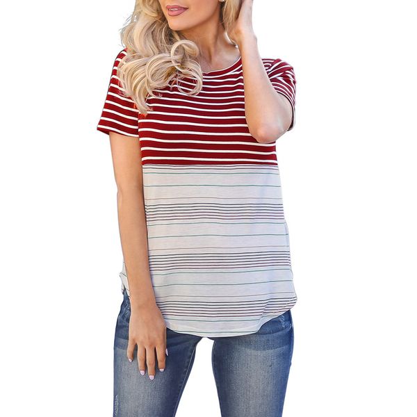 

sagace casual patchwork striped maternity clothes breastfeeding t shirt blouse elegant for women nusring maternity, White