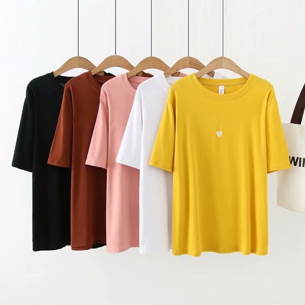 

2019 plus size casual t-shirts spring women clothing fashion loose short sleeve f6-178, White