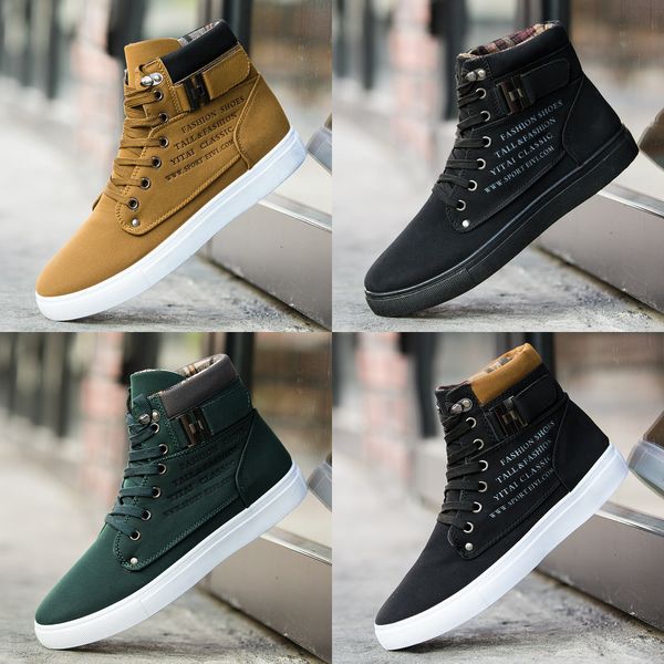 

koovan men's sneakers boots 2019 matte leather high men's shoes large size size 47 retro casual men's boots male, Black