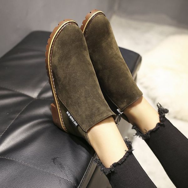 

fall and winter 2019 new korean edition martin boots girlsside zipper shoes girls lowheeled and lowbarrel student college boots, Black