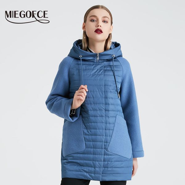

miegofce 2019 new spring autumn collection quilted coat women's spring hooded jacket women parka y190926, Black;white