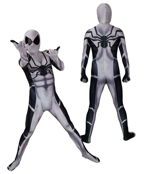 

3d future foundation spiderman cosplay costume superhero lycar spandex zentai bodysuit catsuit jumpsuit, Black;red
