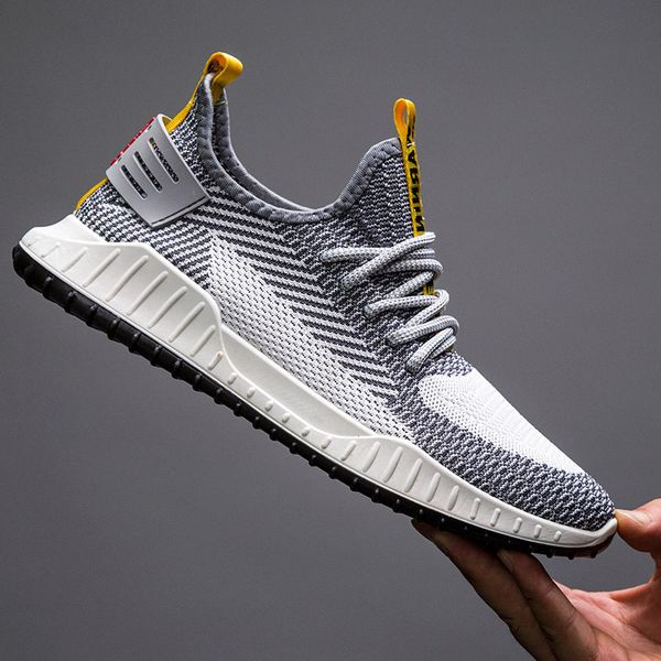 

the new spring and summer flying weave breathable mesh men sneakers shoes korean version of coconut flat casual walking shoes fashionable, Black