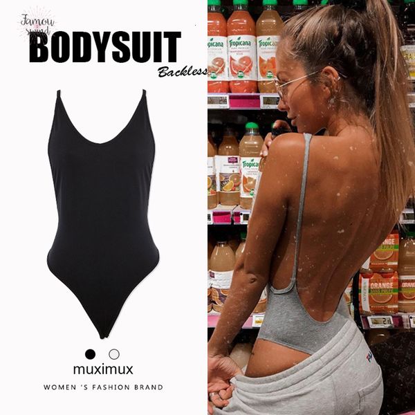 

2019 summer spring bodysuit women casual backless spaghetti strap black bodysuit body for women short jumpsuit, Black;white