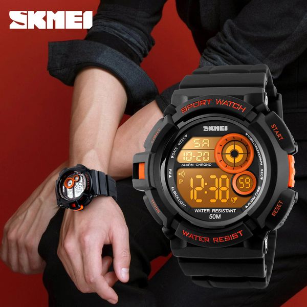 

zk30 men sports watches casual led digital wristwatches 50m waterproof student outdoor clock skmei brand new 1222, Slivery;brown
