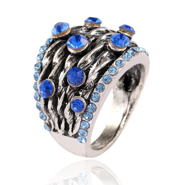

european and american fashionable hand ornaments high-grade personality fashion finger ring explosive retro wave index finger ring, Silver