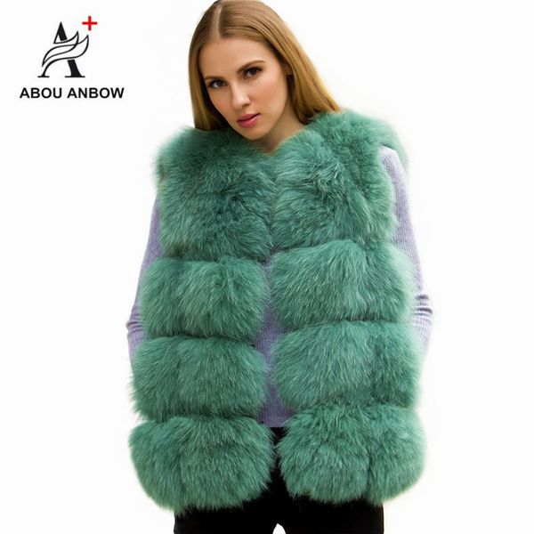 

fluffy real fur vest luxury arctic winter thick warm fur jackets coats women natural outerwear, Black