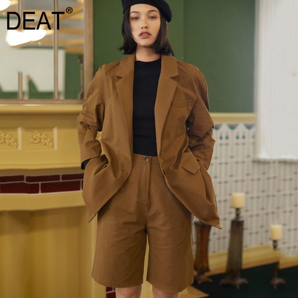 

women's suits & blazers [deat] women solid color temperament blazer lapel long sleeve loose fit jacket fashion tide spring autumn 2021, White;black