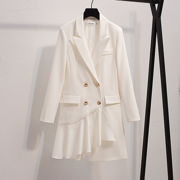 

spot 2019 spring fashion comfortable temperament personality long long sleeve irregular suit, White;black