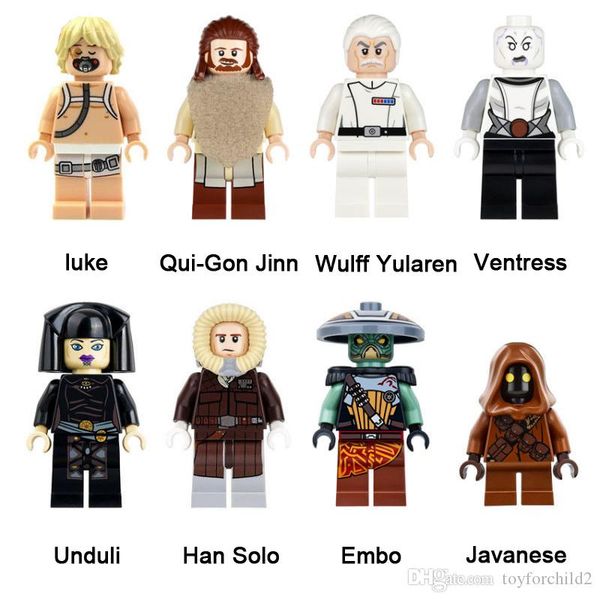 

space war luke qui-gon jinn wulff yularen ventress unduli han solo embo javanese mini action figure building blocks toy