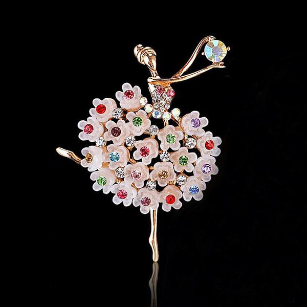 

grace ballet woman brooch mixed color crystal dance a young girl brooch lead needle clothes & accessories lead needle accessories, Gray