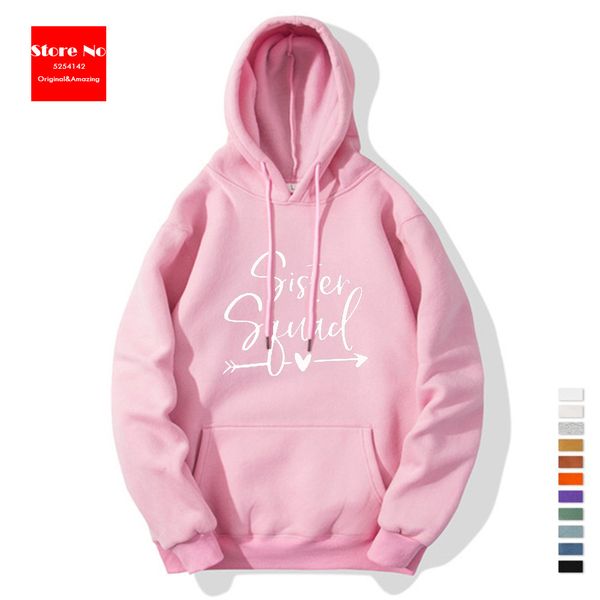 

2019 сестра sguad письмо печать повседневный теплый толстовка casual женский рыхлой фуфайки hoodie проложенный женщин с капюшоном, Black