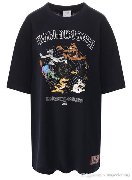 

vetements letter t-shirt fashion casual hip hop cool o-neck men summer short sleeve t shirt men clothing, White;black