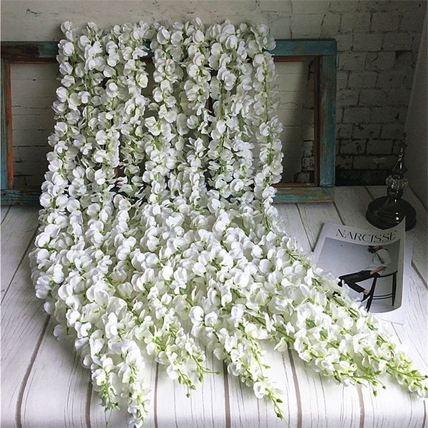 

new arrive 8 color 120cm fake flowers artificial silk flowers wall home wall garden l wedding decoration wisteria vine rattan diy