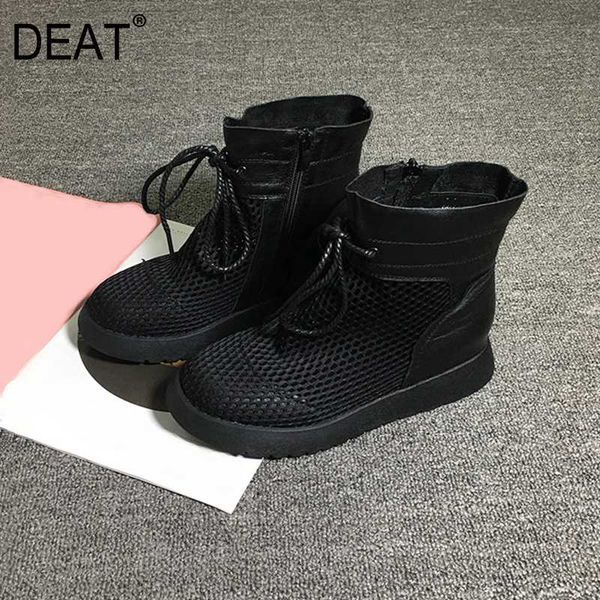 

deat] 2020 round toe bandage hollow out mesh breathable single shoes women cool boots new spring summer fashion tide 10h388, Black