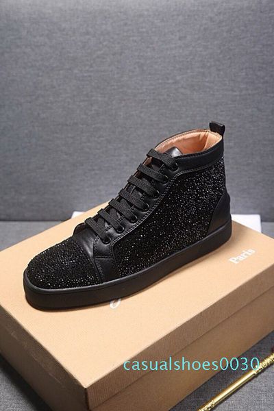 

fashion cut suede flash leather red bottom platform designer spike luxury sneakers men and women party wedding crystal shoes size 35-46 c30, Black