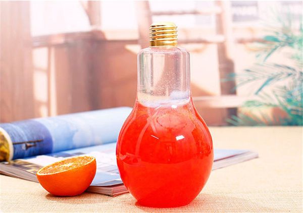 

200ml light bulb beverage bottle milk tea bottle plastic juice bottle creative yogurt cup with straw cup drinkware tools