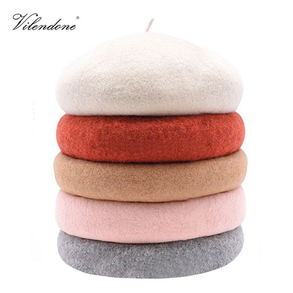 

beret women painter style hats wool solid color warm winter hat female bonnet vintage berets autumn fashion caps 7 color o5, Blue;gray