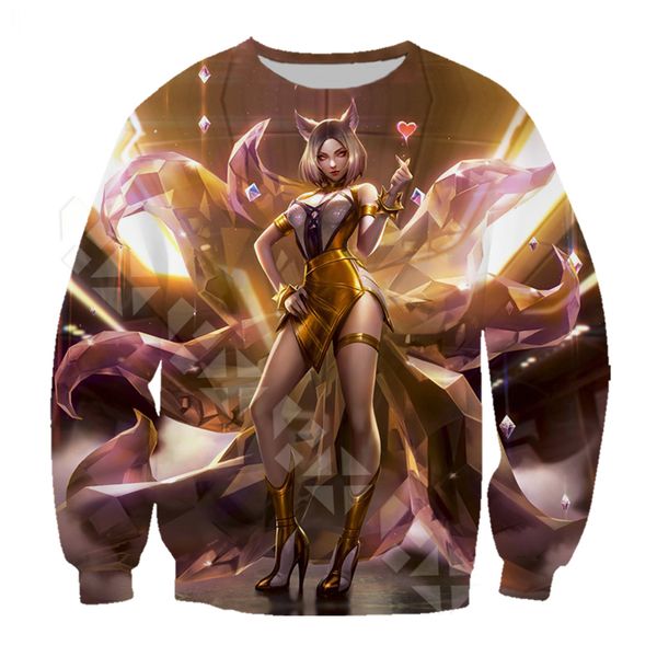 

лига легенд ahri kda престиж издание t shirt мужчины / женщины 3d печати толстовка / hoodie streetwear футболка топы t164, White;black