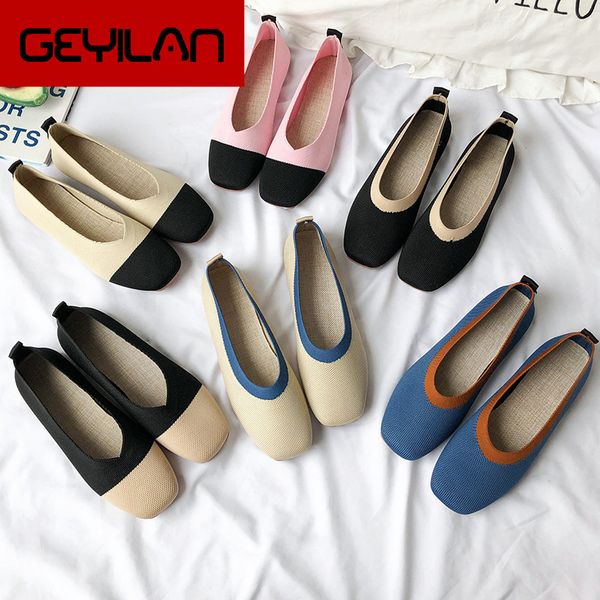 

flying weaving kintted soft flats multi-color korean mesh peas shoes flexible round toe slip-on loafers womens ballet flats 2019, Black